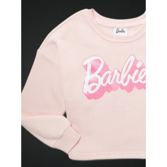 Girls Pink Barbie Logo Sweatshirt with Long Sleeves Size Large - Picture 2 of 7